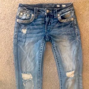 Miss Me jeans low waist studded never worn dark distressed